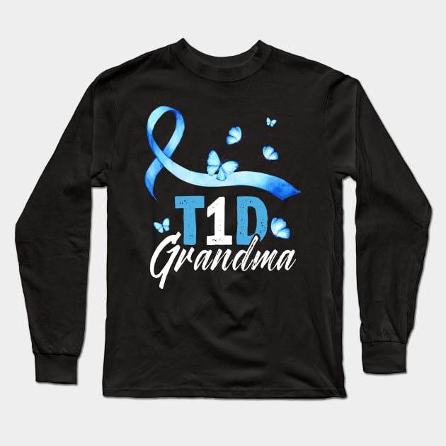 T1D Grandma T-Shirt Type 1 Diabetes Awareness Gift Long Sleeve T-Shirt by Lones Eiless